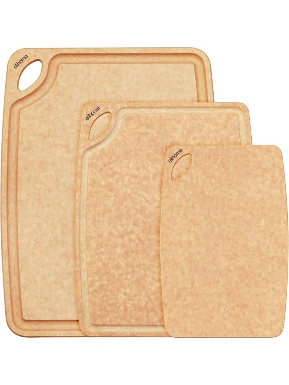 Eco-Friendly 3-in-1 Cutting Board Set, Natural Wood Fiber, Dishwasher Safe, BPA
